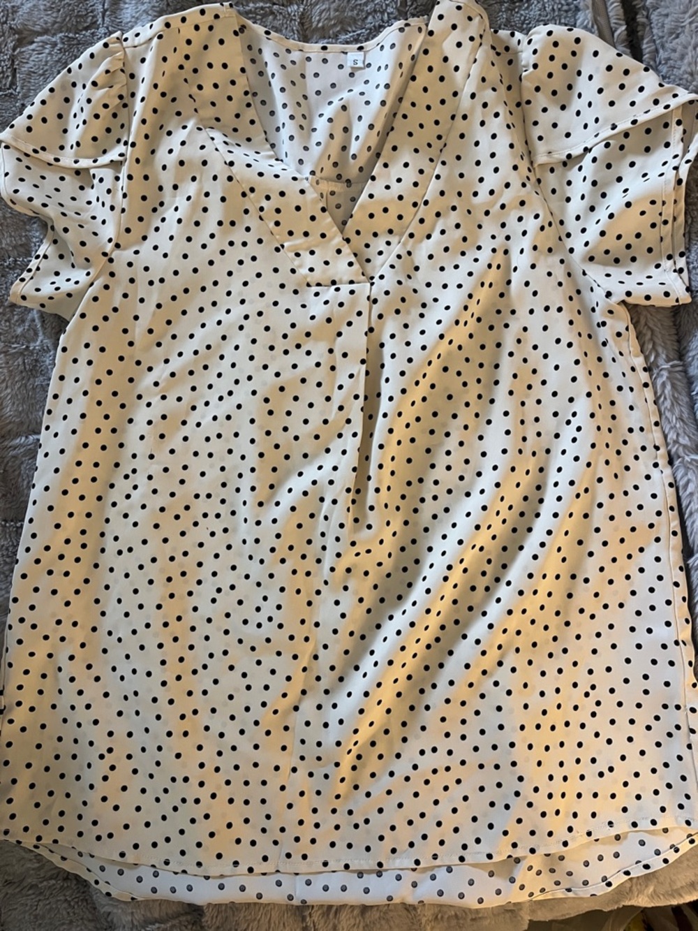 Ivory Polka Dot V-Neck Top